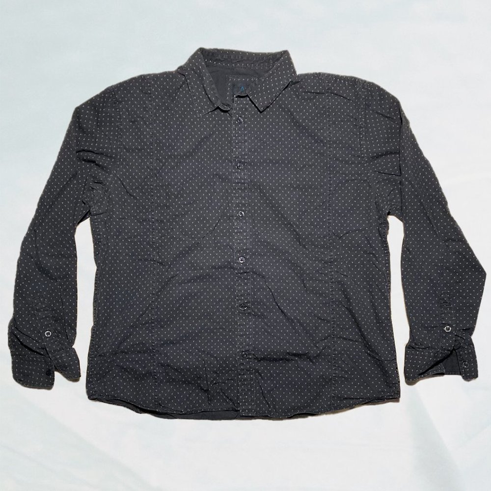 Prana Navy Triangle Pattern Button Down Shirt Xxl - image 1